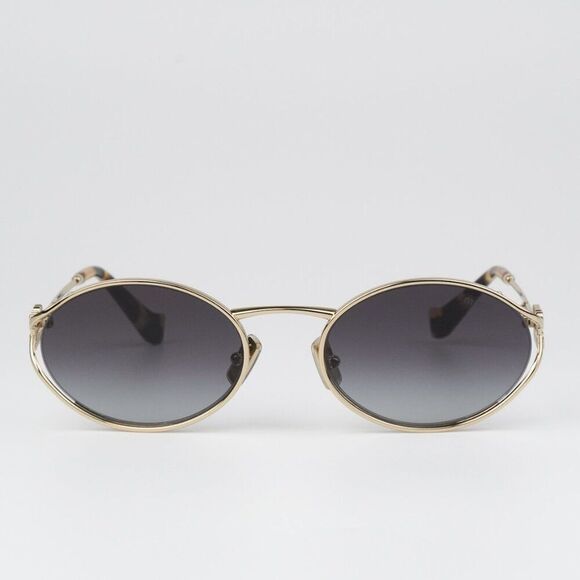 NEW Miu Miu MU52YS ZVN5D1 Pale Gold Grey Gradient Oval Unisex Sunglasses main image 6
